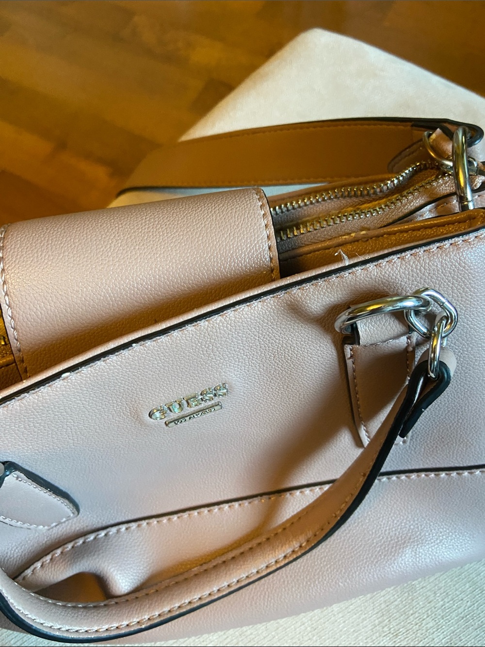 GUESS Dusty Rose Leather Crossbody Satchel - Picture 5 of 5